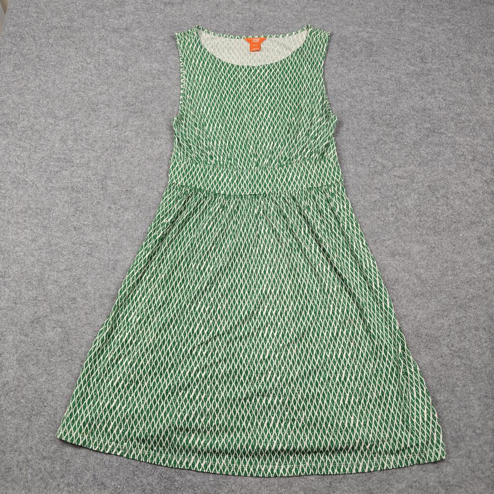 Joe Fresh Dress Womens M Green Geometric Fit & Flare Sleeveless Rayon Sundress